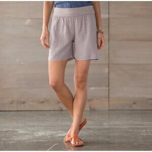 Sundance Linen Fold Over Shorts Size Small Gray Lagenlook Minimalist